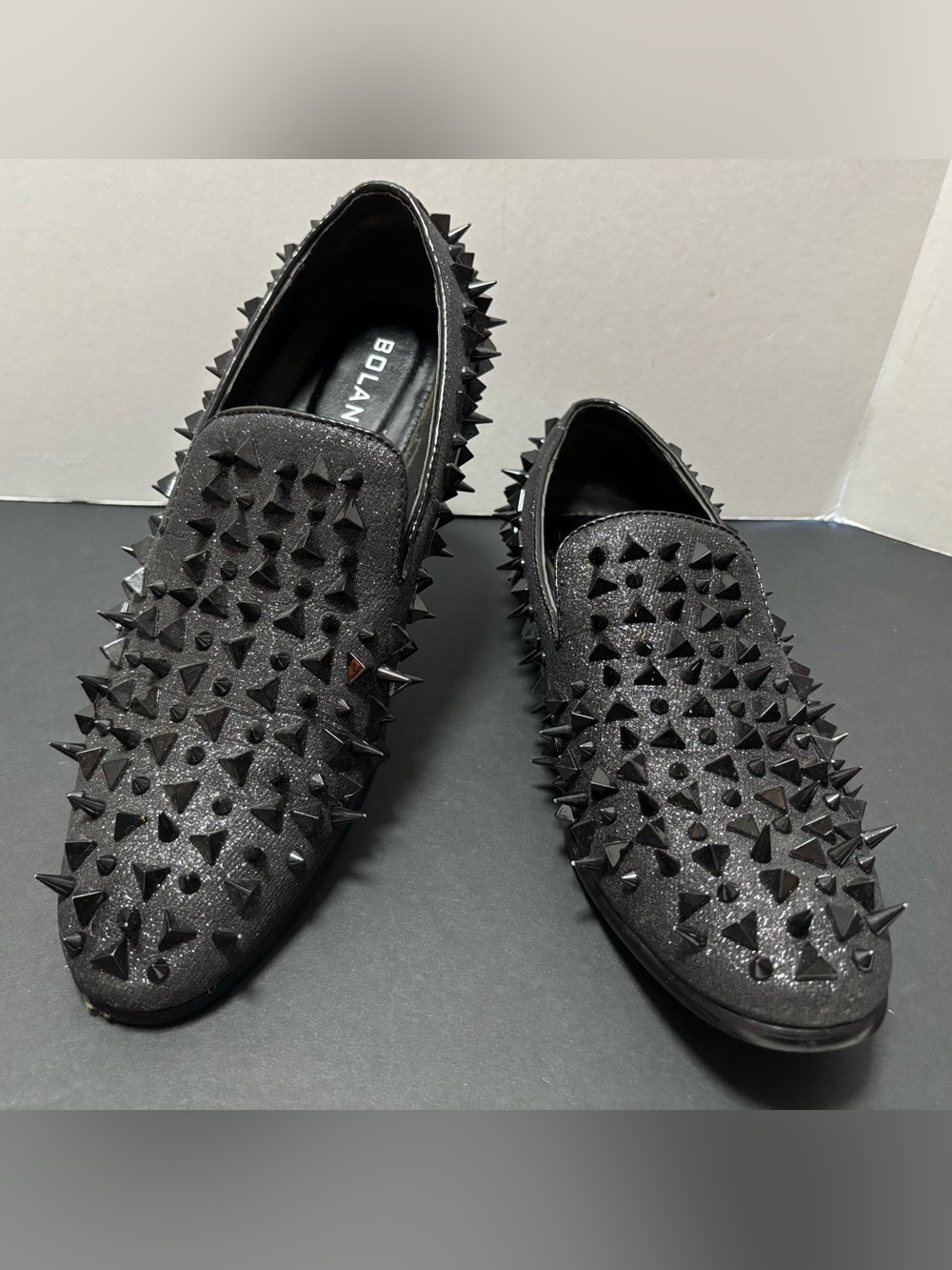 Bolano Mesa Black Spiked Glitter Loafers Men's Size 10.5